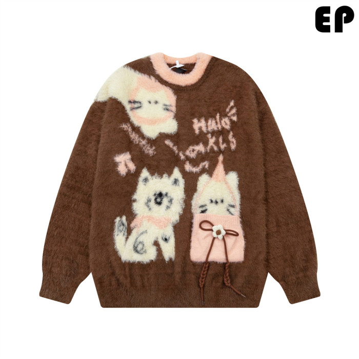 Women Knitted Sweater Pullover Pullover Cardigan Ripped Top