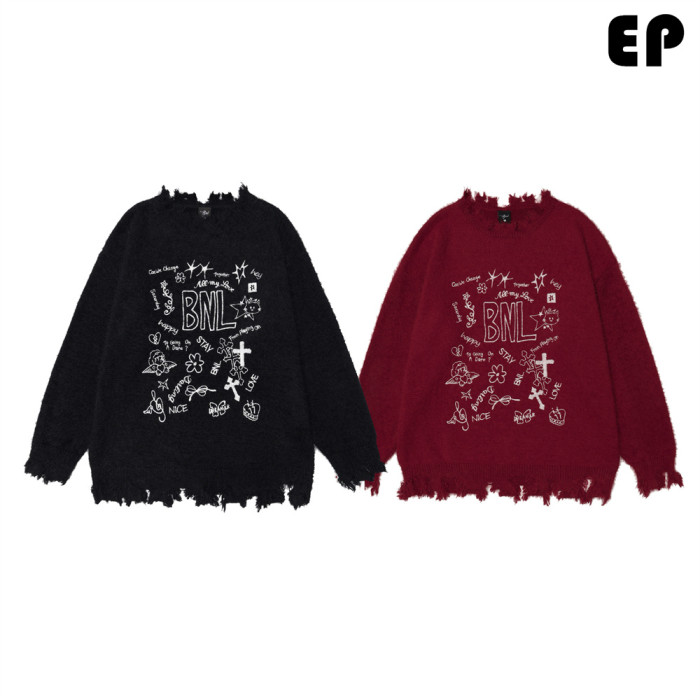 Women Knitted Sweater Pullover Pullover Cardigan Ripped Top