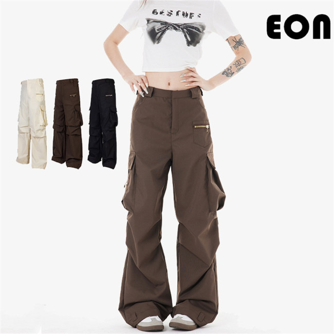 Women Overalls With Bright Thread Pants Anti Splash Trousers Loose pants Wide-leg Pants Casual Pants