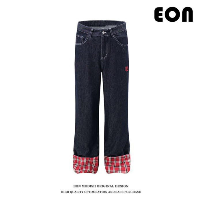 Women Washed Straight Leg Jeans Bottoms Trousers Outfits Casual Jeans