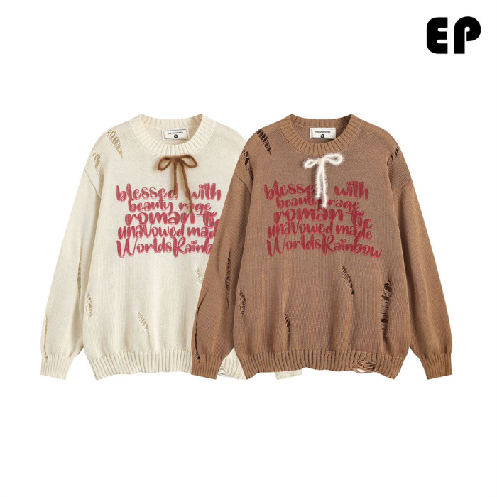 Women Knitted Sweater Pullover Pullover Cardigan Ripped Top