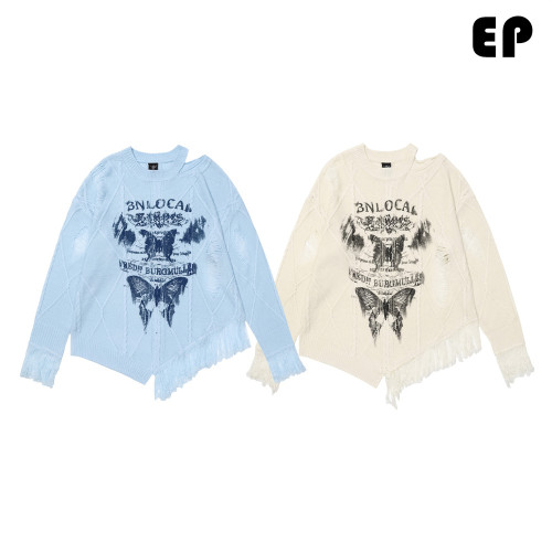 Women Knitted Sweater Pullover Pullover Cardigan Ripped Top