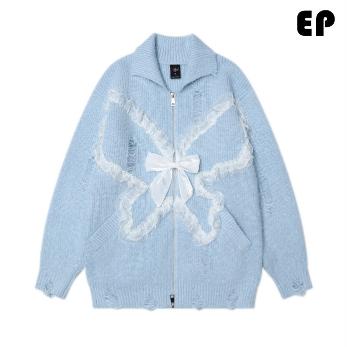 Women Knitted Sweater Pullover Pullover Cardigan Ripped Top