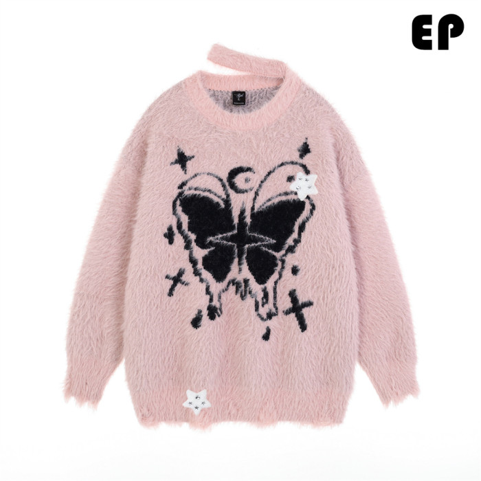 Women Knitted Sweater Pullover Pullover Cardigan Ripped Top