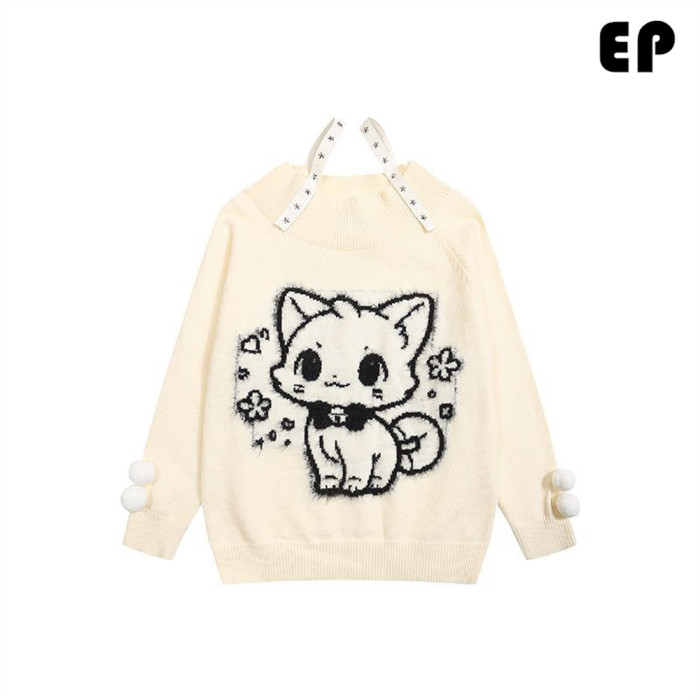 Women Knitted Sweater Pullover Pullover Cardigan Ripped Top