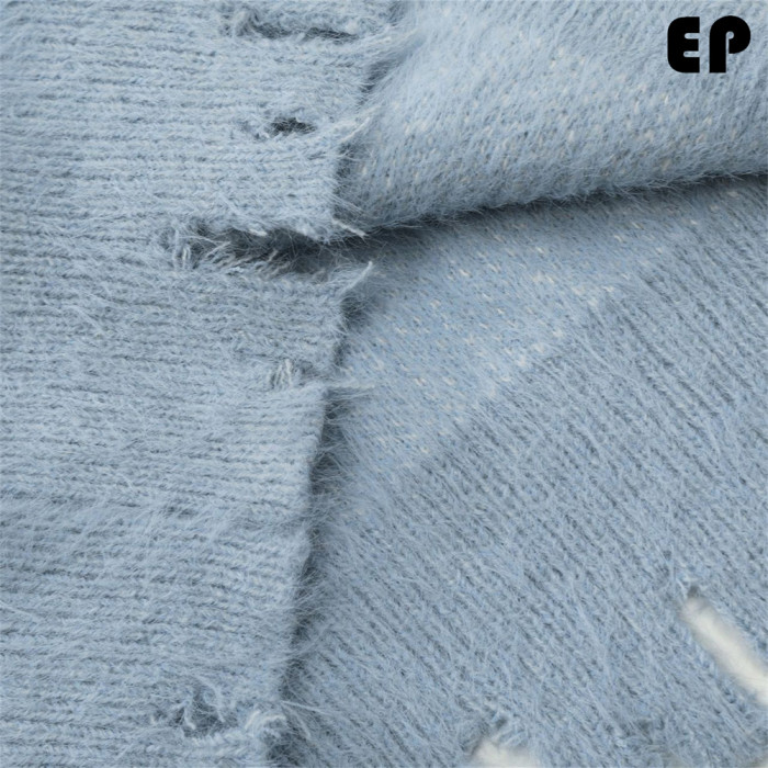 Women Knitted Sweater Pullover Pullover Cardigan Ripped Top