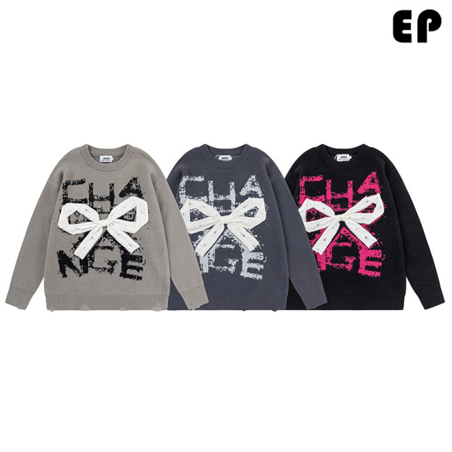 Women Knitted Sweater Pullover Pullover Cardigan Ripped Top