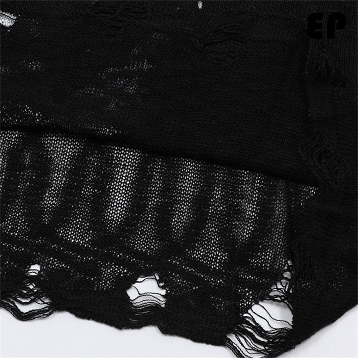 Women Knitted Sweater Pullover Pullover Cardigan Ripped Top
