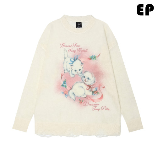 Women Knitted Sweater Pullover Pullover Cardigan Ripped Top