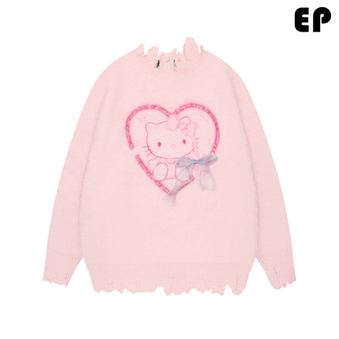 Women Knitted Sweater Pullover Pullover Cardigan Ripped Top