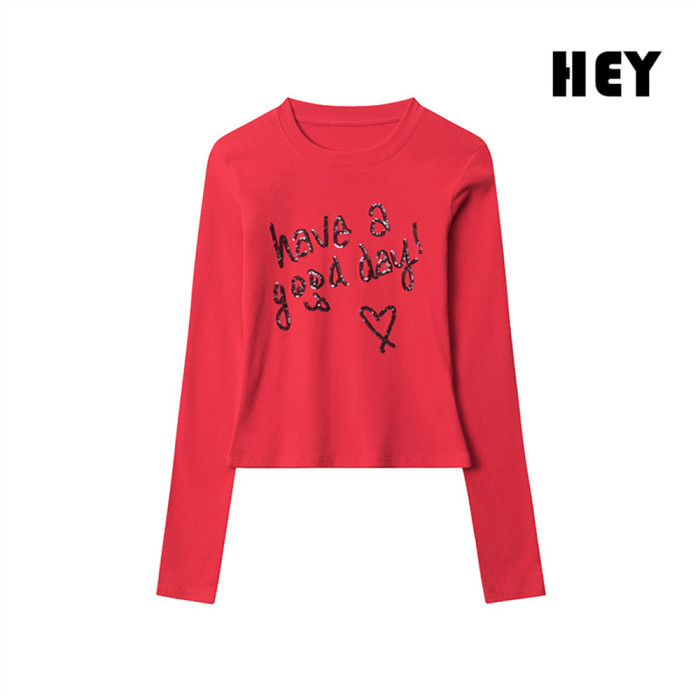 Women Hot Girl Style Slim Long Sleeve Bottoming Shirt Slim T-shirt