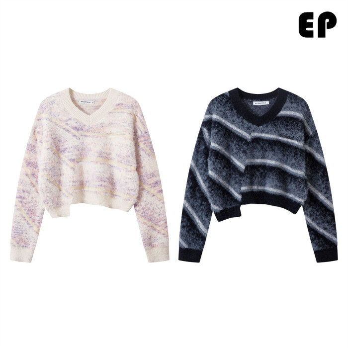 Women Knitted Sweater Pullover Pullover Cardigan Ripped Top