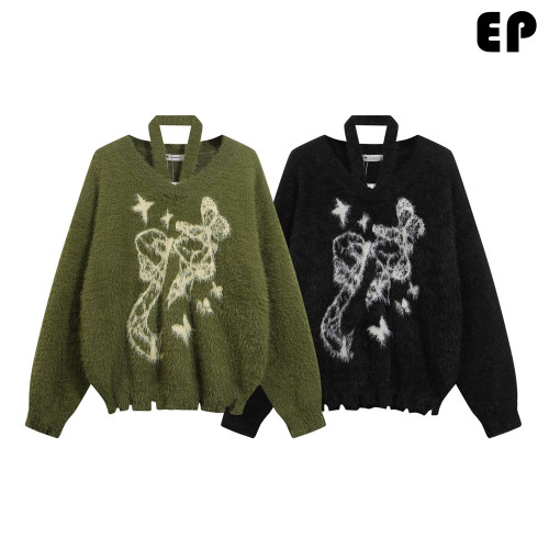 Women Knitted Sweater Pullover Pullover Cardigan Ripped Top