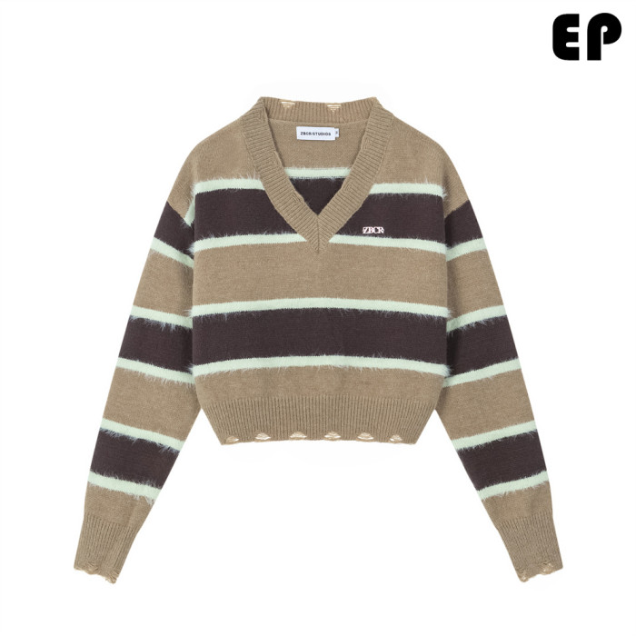 Women Knitted Sweater Pullover Pullover Cardigan Ripped Top