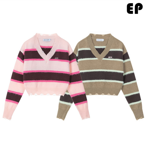 Women Knitted Sweater Pullover Pullover Cardigan Ripped Top