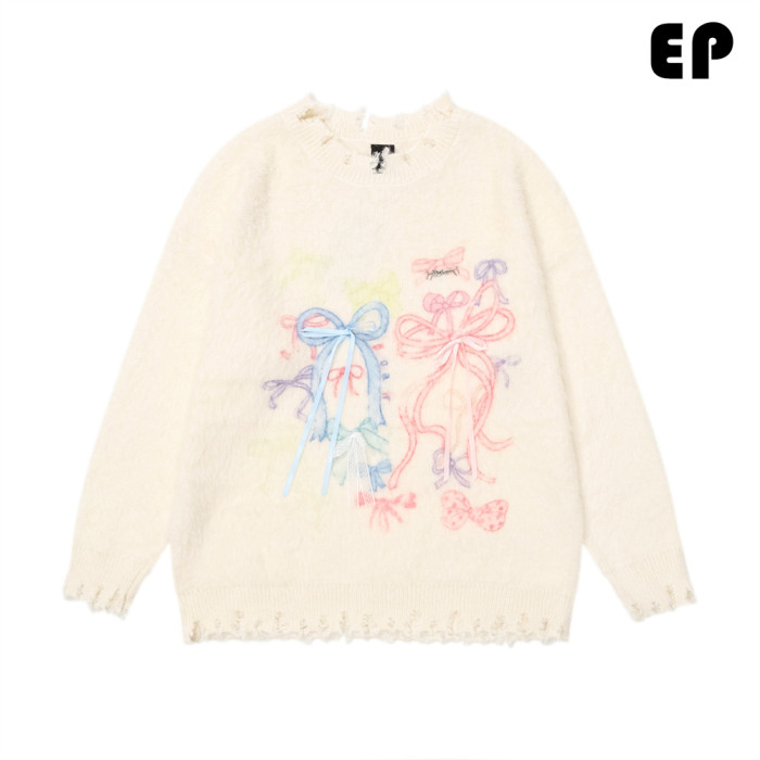 Women Knitted Sweater Pullover Pullover Cardigan Ripped Top