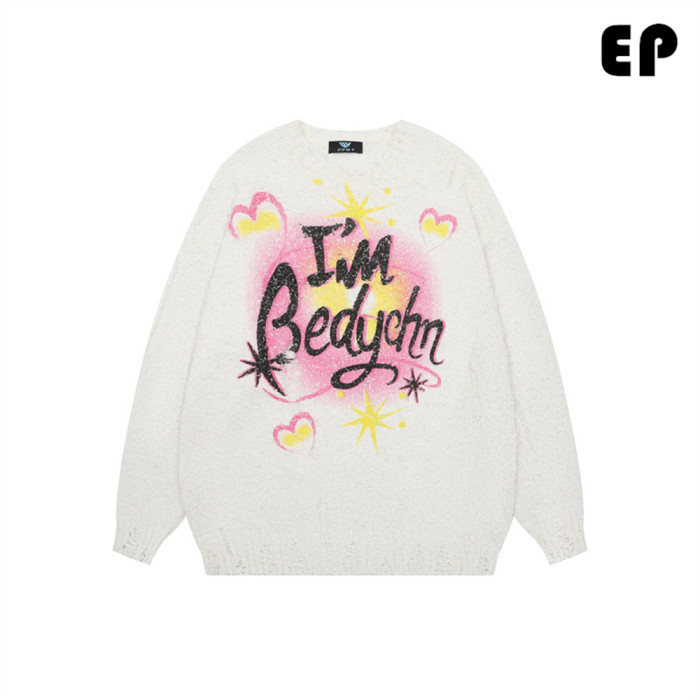 Women Knitted Sweater Pullover Pullover Cardigan Ripped Top