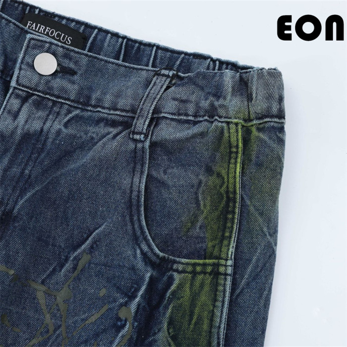 Women Vintage Ripped Wide-leg Jeans Bottoms Pants Trousers Outfits Casual Jeans