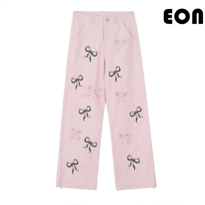 Women Overalls With Bright Thread Pants Anti Splash Trousers Loose pants Wide-leg Pants Casual Pants