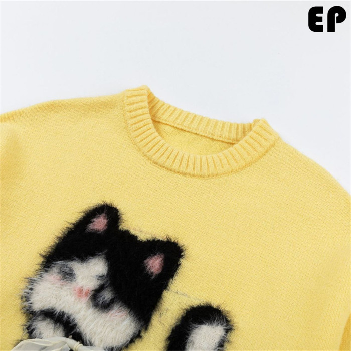 Women Knitted Sweater Pullover Pullover Cardigan Ripped Top