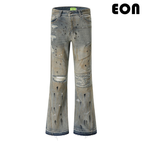 Women Vintage Ripped Wide-leg Jeans Bottoms Pants Trousers Outfits Casual Jeans