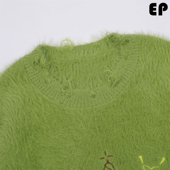 Women Knitted Sweater Pullover Pullover Cardigan Ripped Top