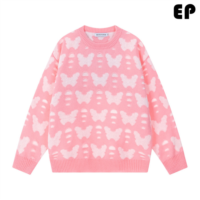 Women Knitted Sweater Pullover Pullover Cardigan Ripped Top