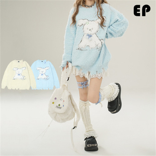Women Knitted Sweater Pullover Pullover Cardigan Ripped Top