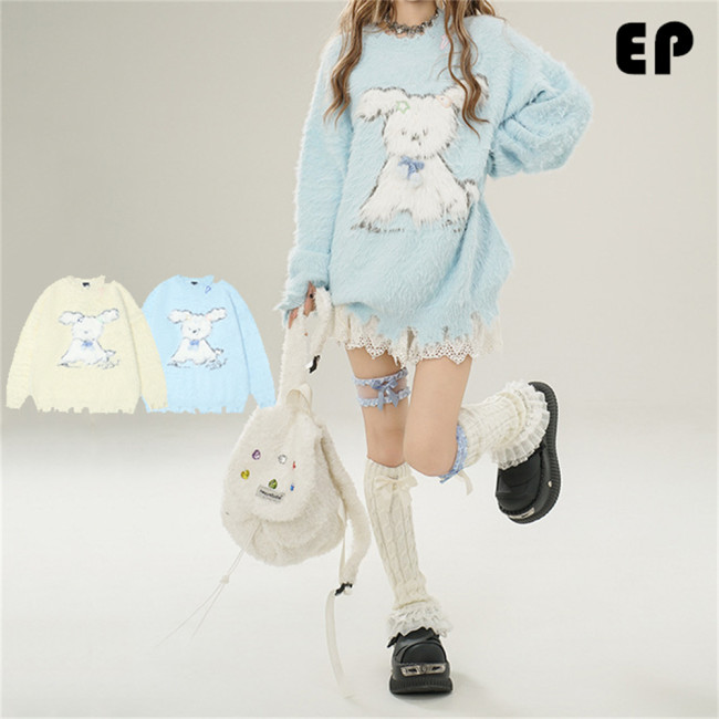 Women Knitted Sweater Pullover Pullover Cardigan Ripped Top