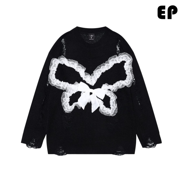 Women Knitted Sweater Pullover Pullover Cardigan Ripped Top