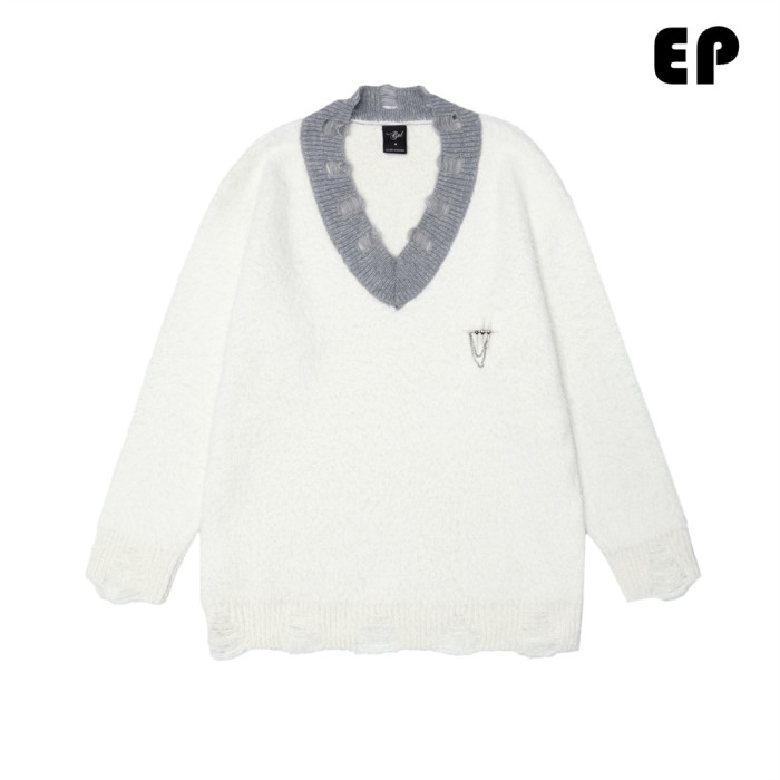 Women Knitted Sweater Pullover Pullover Cardigan Ripped Top