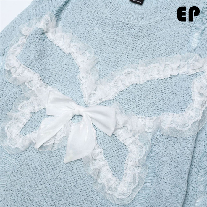 Women Knitted Sweater Pullover Pullover Cardigan Ripped Top