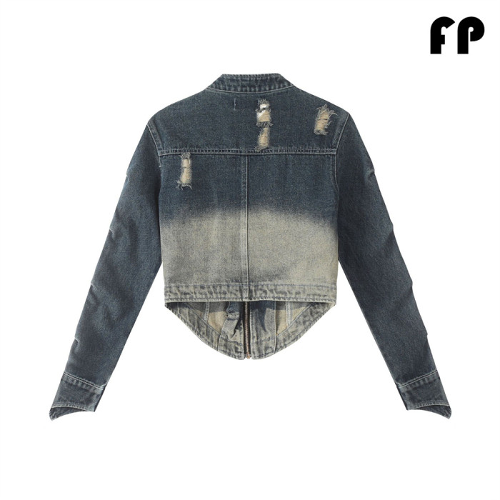 Women Jackets Hooded Lapel Jackets Windbreaker Denim Jackets