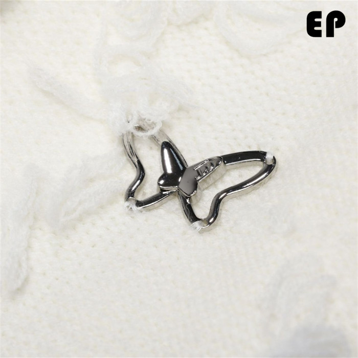 Women Knitted Sweater Pullover Pullover Cardigan Ripped Top