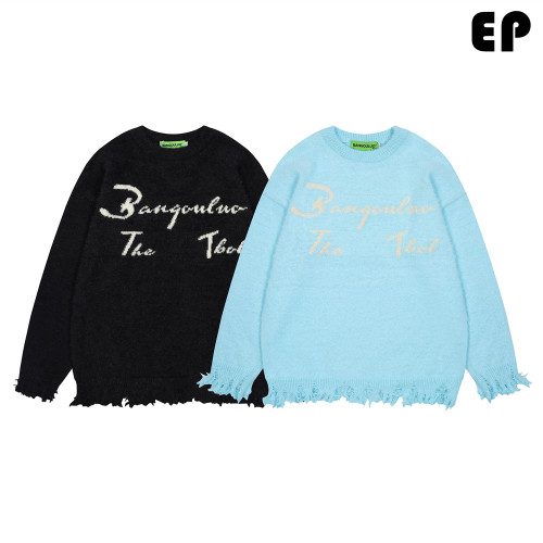 Women Knitted Sweater Pullover Pullover Cardigan Ripped Top