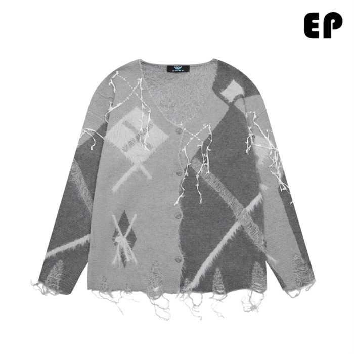 Women Knitted Sweater Pullover Pullover Cardigan Ripped Top