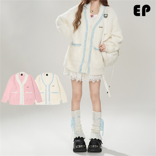 Women Knitted Sweater Pullover Pullover Cardigan Ripped Top