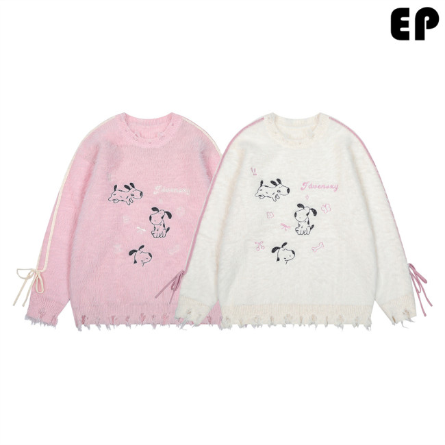 Women Knitted Sweater Pullover Pullover Cardigan Ripped Top