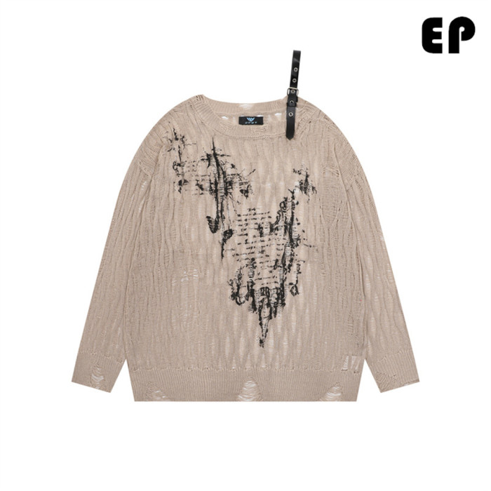 Women Knitted Sweater Pullover Pullover Cardigan Ripped Top