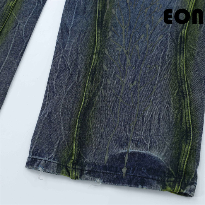 Women Vintage Ripped Wide-leg Jeans Bottoms Pants Trousers Outfits Casual Jeans