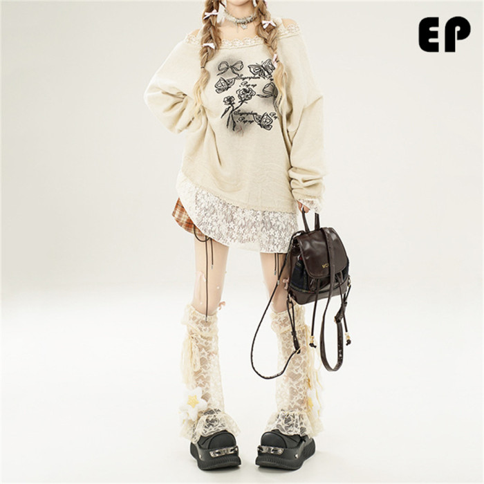 Women Knitted Sweater Pullover Pullover Cardigan Ripped Top