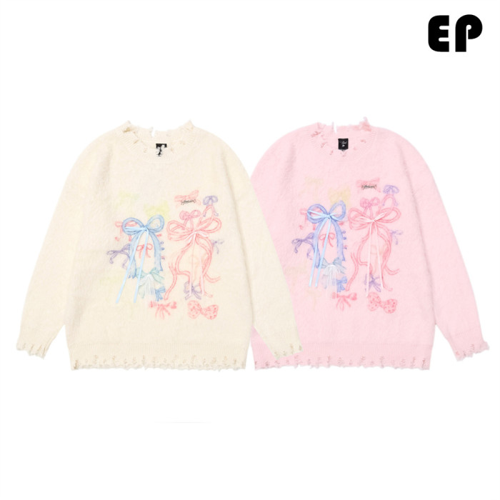 Women Knitted Sweater Pullover Pullover Cardigan Ripped Top