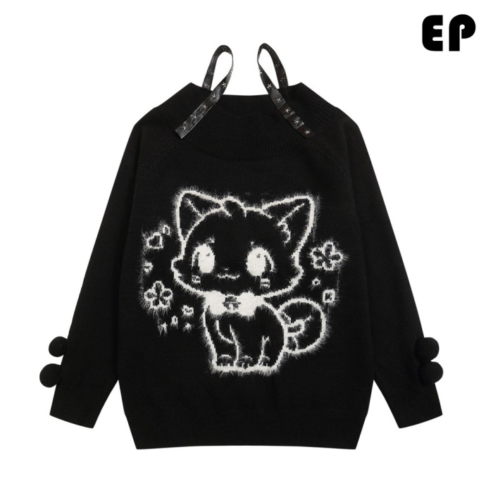 Women Knitted Sweater Pullover Pullover Cardigan Ripped Top