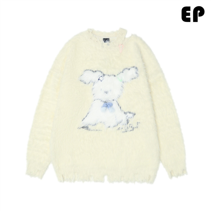 Women Knitted Sweater Pullover Pullover Cardigan Ripped Top