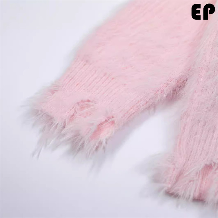 Women Knitted Sweater Pullover Pullover Cardigan Ripped Top