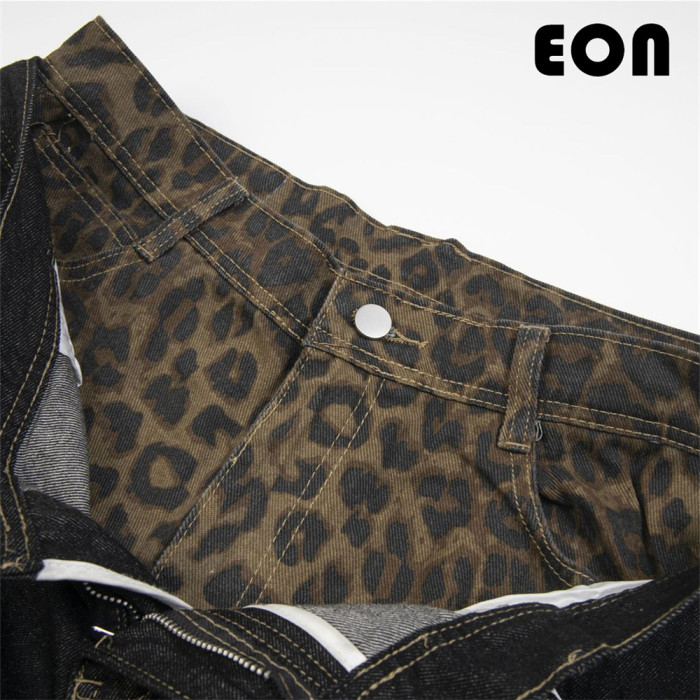 Women Hip Hop Wiped Color Wide-leg Jeans Bottoms Pants Trousers Outfits Casual Jeans