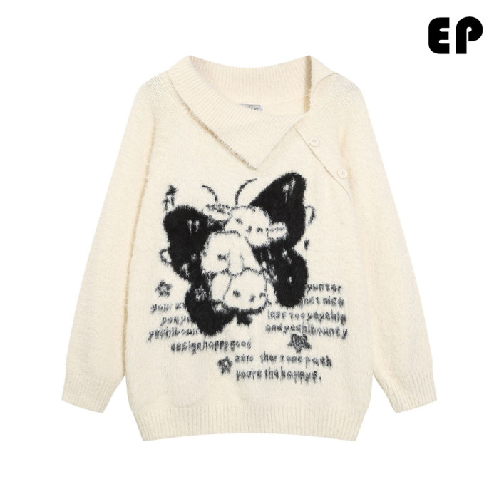 Women Knitted Sweater Pullover Pullover Cardigan Ripped Top