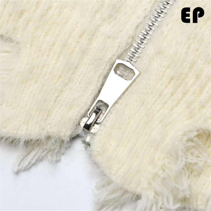 Women Knitted Sweater Pullover Pullover Cardigan Ripped Top