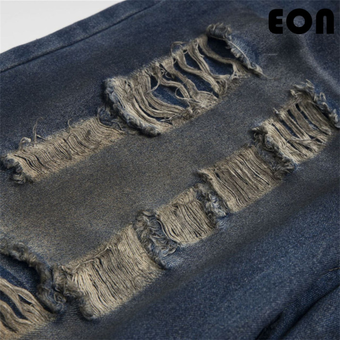 Women Vintage Ripped Wide-leg Jeans Bottoms Pants Trousers Outfits Casual Jeans