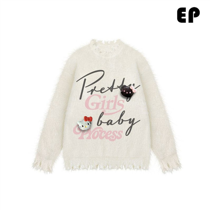 Women Knitted Sweater Pullover Pullover Cardigan Ripped Top